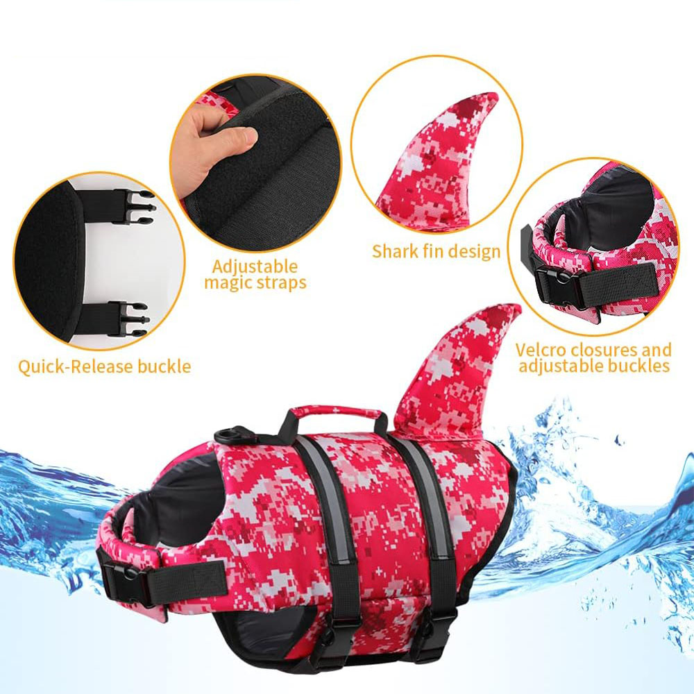 Dog Life Jacket Shark Ripstop  - đánh giá và giá Life Jacket Buoyancy
